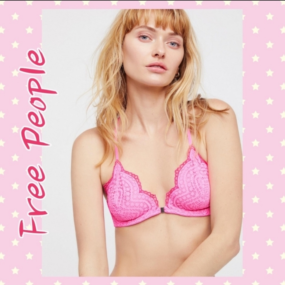 Free People pink eyelet bra